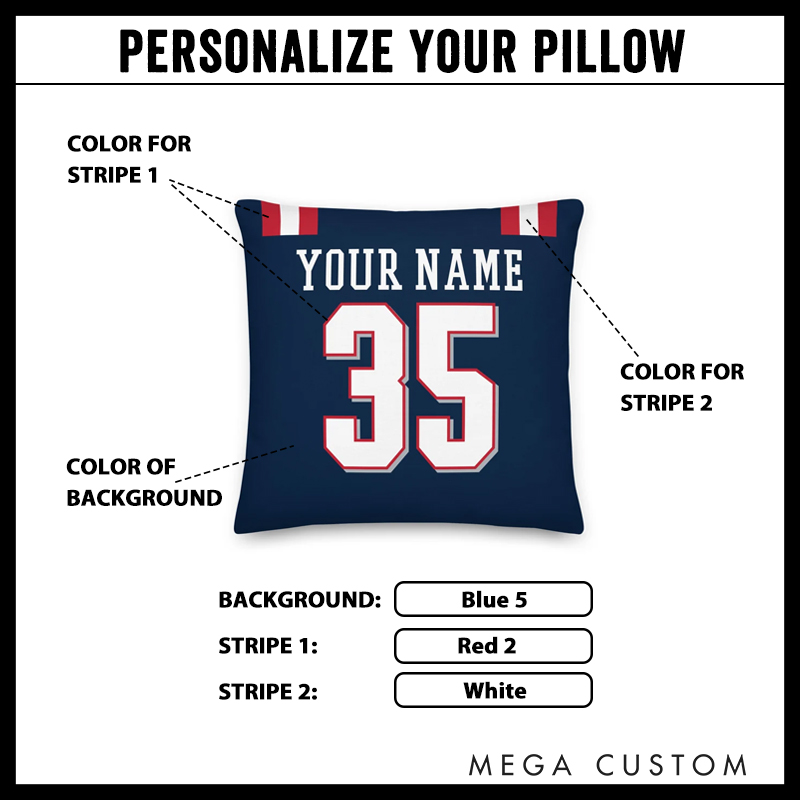 Personalized American Football and Rugby Jersey Throw Pillow with Custom Name and Number Design