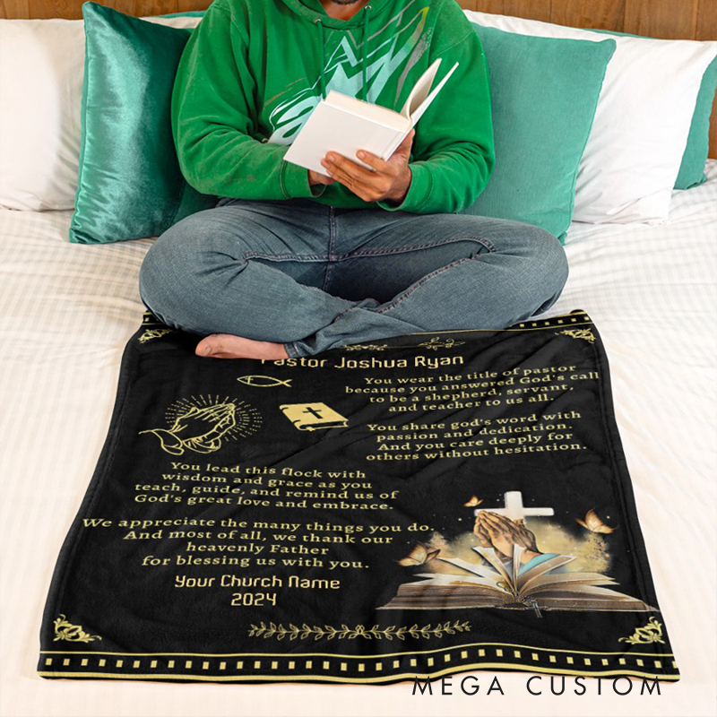 Personalized Pastor we Appreciate you Soft Throw Blanket with Name and Year Home Decor Personalized Gift for Pastors on Pastor Appreciation Month