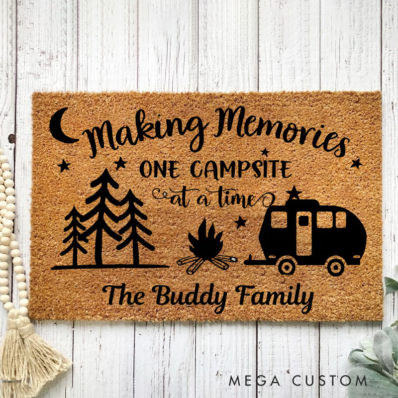 Personalized Making Memories One Campsite Outdoor Doormat for Outdoor RV Camping Lovers Gift 