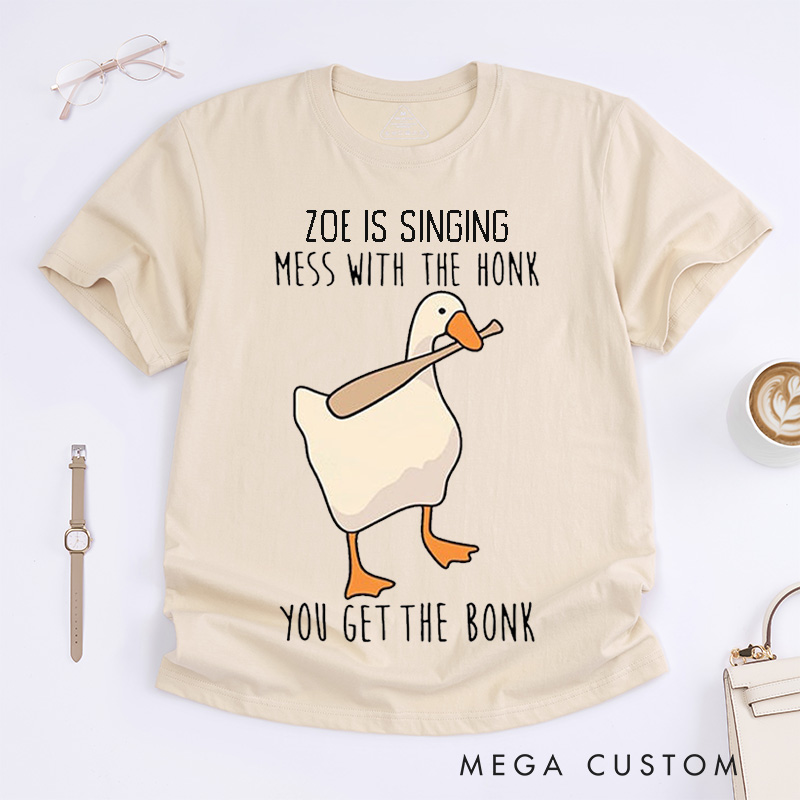Personalized Funny Goose Singing Unisex Classic T-Shirts Unique Funny Animal Meme Shirt Custom Music Lover Animal Lover Gift for Men Women Trendy Tee