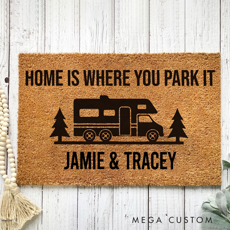 Personalized RV Adventures Outdoor Enthusiasts Doormat Family Door Mat for Hiking Traveling Lovers Gift  