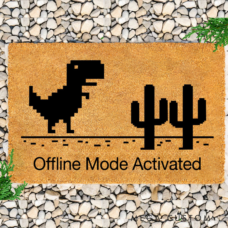 Personalized T Rex in the Desert Door Mat Game Video Game Scene Doormat Technology Gamers Enthusiasts Door Mat Gift for Nerd Geek