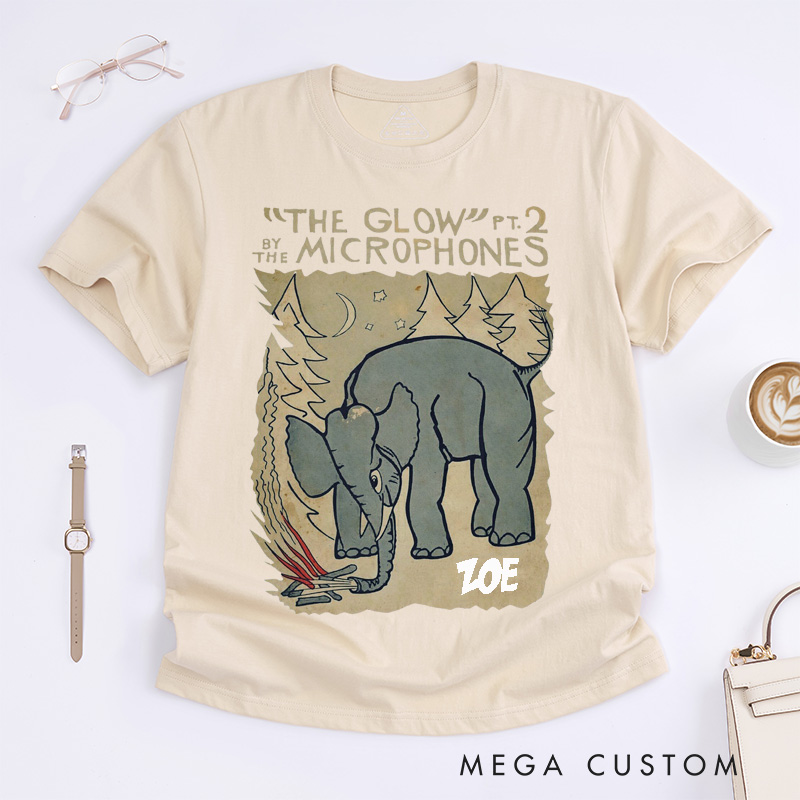 Personalized Elephant Campfire Music Lovers Classic T-Shirts Unique Art Gift for Nature Lovers Custom Unisex Tee Present for Music Lovers