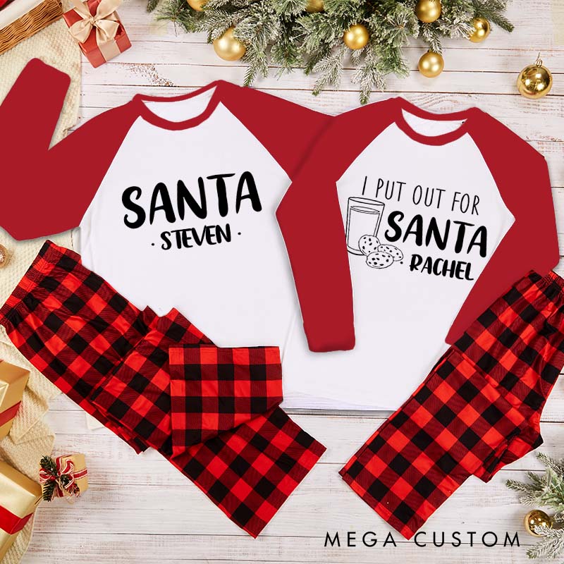 Personalized Couple Santa and I Put Out for Santa Xmas Matching Pajamas Christmas Matching Pjs for Husband Wife Boyfriend Girlfriend