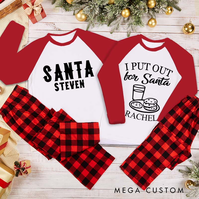 Personalized Couple Santa and I Put Out for Santa with Cookie Xmas Matching Pajamas Christmas Matching Pjs for Husband Wife Boyfriend Girlfriend