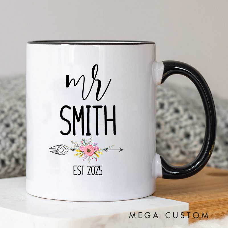 Personalized Mr and Mrs Mug Couple Anniversary Mug Wedding Coffee Cup for Her Him Ceramic Cup for Couple Newlyweds