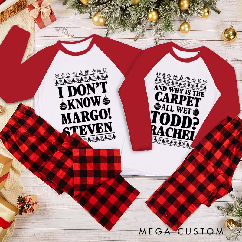 Personalized Humor Couple Why Is the Carpet All Wet and I Don’t Know Xmas Pajamas Christmas Matching Pjs for Husband Wife Boyfriend Girlfriend