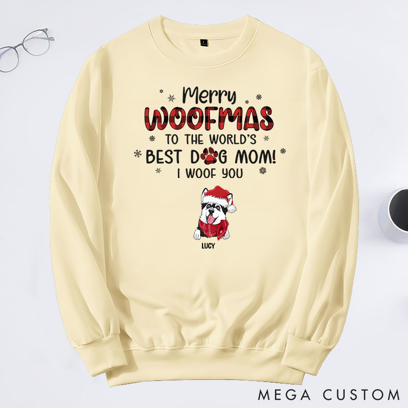 Personalized Dog Lover We Woof You A Merry Woofmas Mom Version Sweatshirts