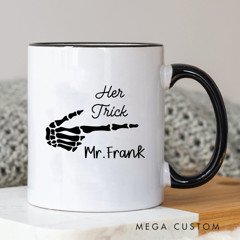Personalized Her Trick & His Treat Halloween Couple Mugs Couple Coffee Mug for Newlyweds Halloween Coffee Cup for Husband Wife