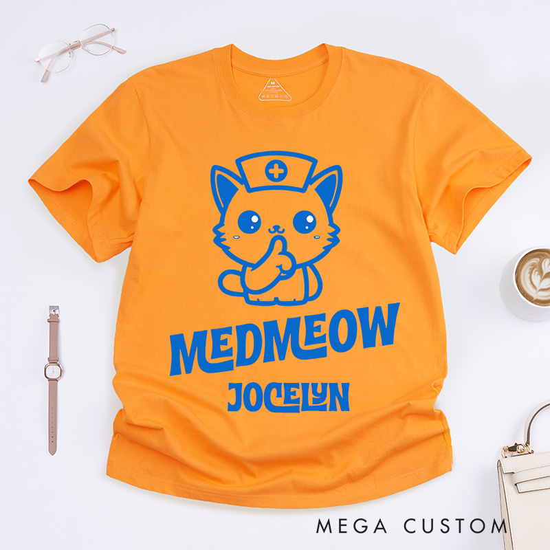 Personalized Nurse T-Shirts MedMeow Nurse Cat Fashion Design T-Shirts