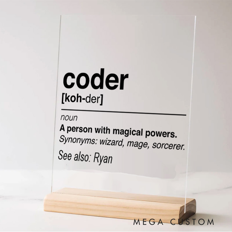 Personalized Coder Table Decor for Programmer Computer Engineer Geek Nerd Gift