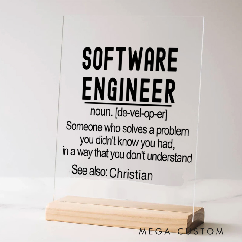 Personalized Software Engineer Table Decor for Programmer Computer Engineer Geek Nerd Gift  