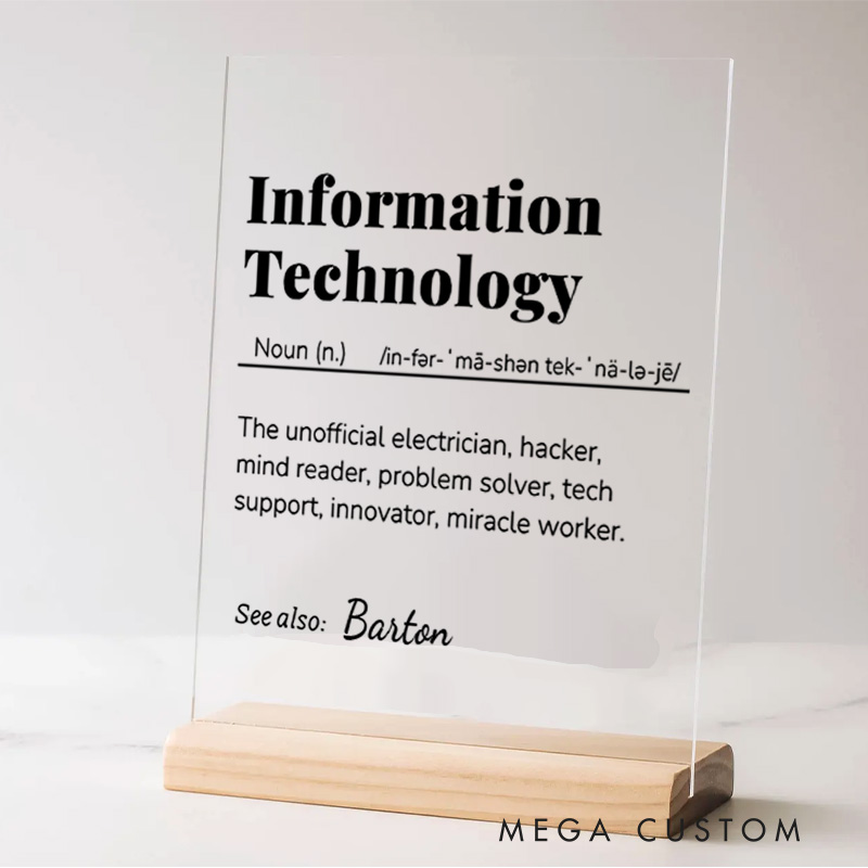 Personalized Information Technology Lover Table Decor for Programmer Computer Engineer Geek Nerd Gift 