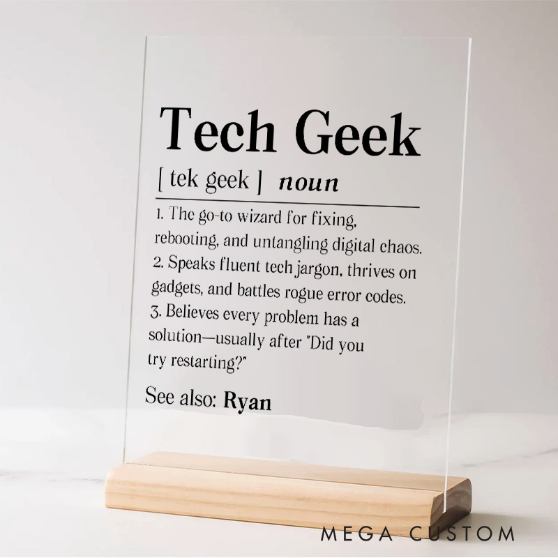 Personalized Tech Geek Traits Table Decor for Programmer Computer Technology Engineer Geek Gift