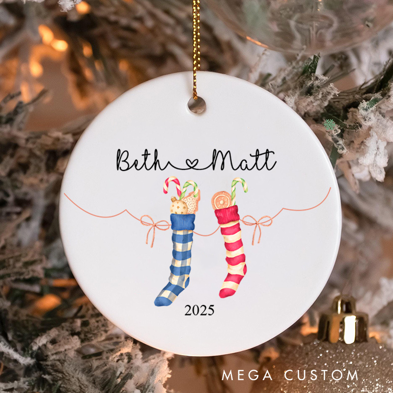Personalized Christmas Stockings Ornament Xmas Stockings Ornament for Couple with Name Couple Home Decor Ornament