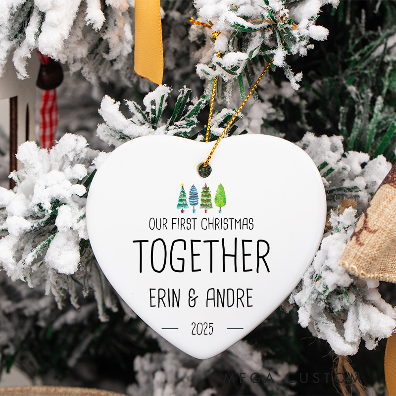 Personalized Our First Christmas Together Ornament with Festive Trees Couple Christmas Ornament for Him Her Husband Wife Xmas Decor Ornament