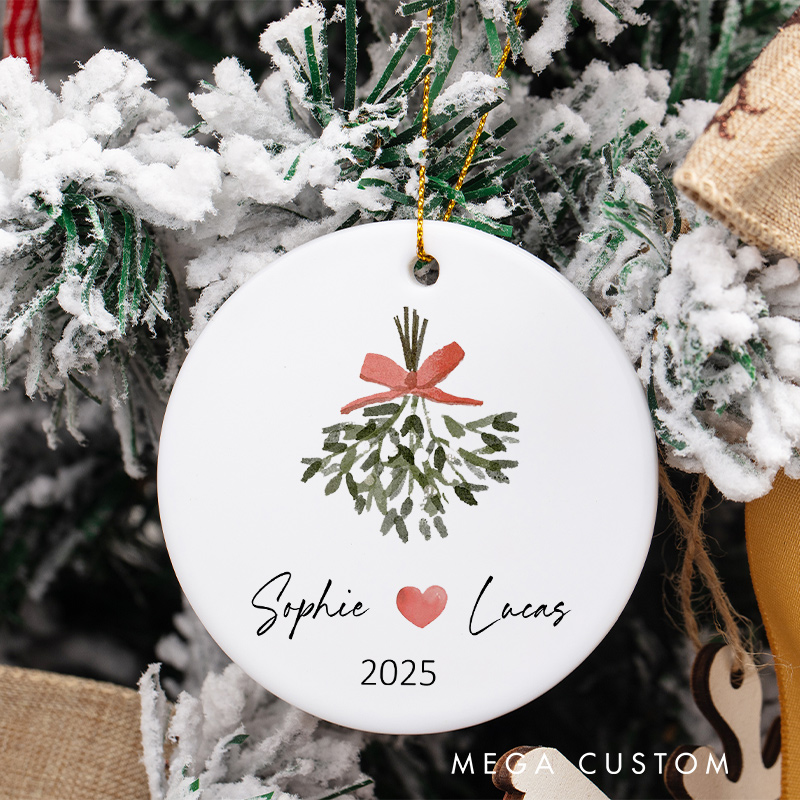 Personalized Mistletoe Christmas Ornament Couple Christmas Ornament for Him Her Husband Wife Xmas Decor Ornament