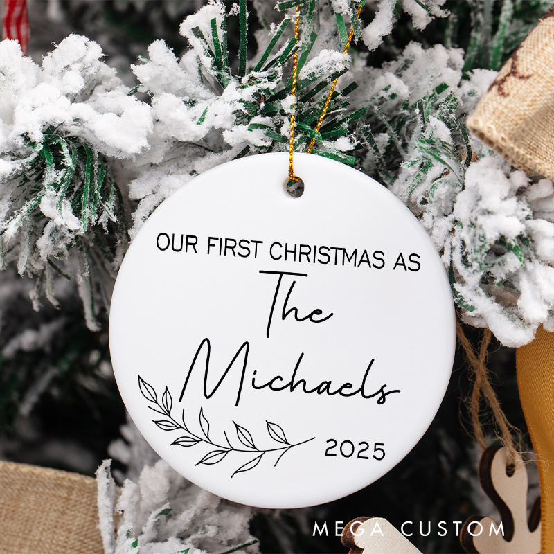 Personalized Our First Christmas as The Family Ornament Couple Christmas Ornament for Husband Wife Xmas Decor Ornament