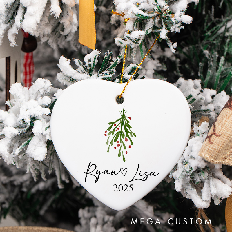 Personalized Mistletoe Christmas Ornament for Couple Christmas Ornament for Him Her Husband Wife Xmas Decor Ornament