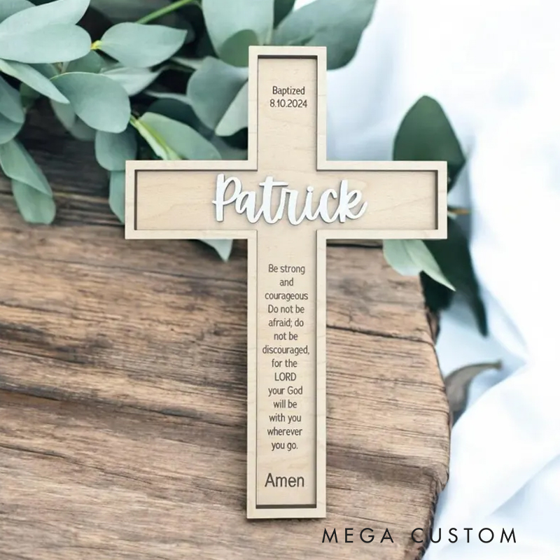Personalized Baptism Wood Cross with Name Religious Gifts for Christian Best Gift for Home Decor