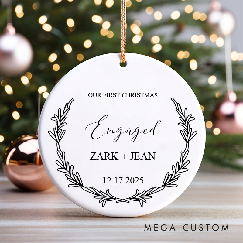 Personalized Our First Christmas Engaged Ornament Couple Engagement Christmas Ornament for Him Her Xmas Decor Ornament