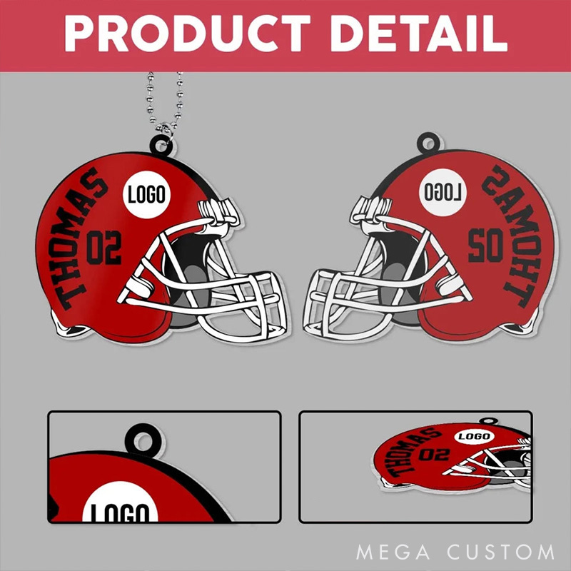 Personalized American Football Ornament with Customizable Name and Number for Sports Fans and Unique Decorations