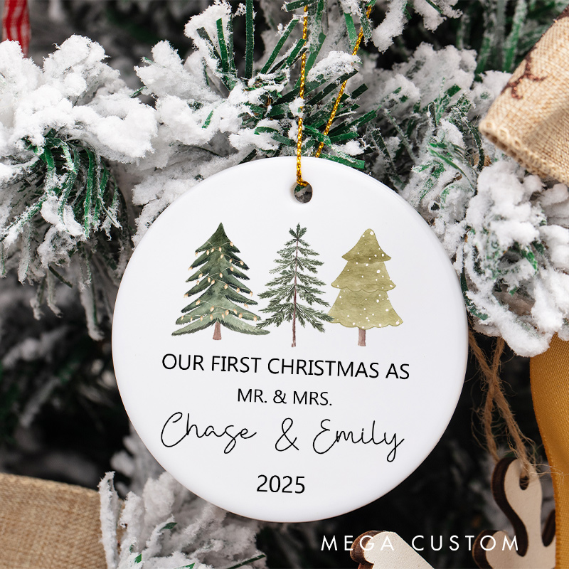Personalized First Christmas as Mr and Mrs Ornament with Tree Couple Christmas Ornament for Husband Wife Xmas Decor Ornament
