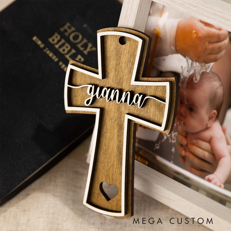 Personalized Wooden Christian Cross for Baptism Religious Cross Gift Best Gift for Home Decor