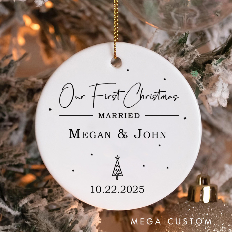 Personalized Our First Christmas Married Ornament Couple Married Christmas  Ornament for Husband Wife Him Her Xmas Decor Ornament