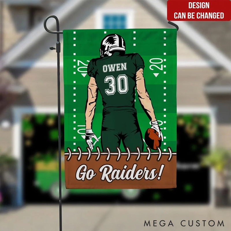 Personalized American Football Garden Flag with Custom Your Name and Number