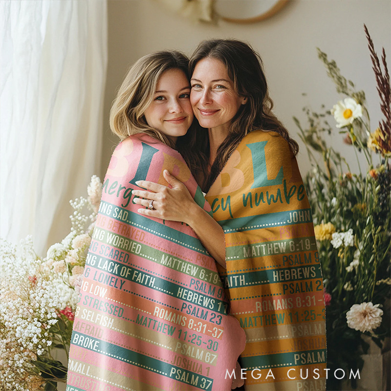 Personalized Bible Emergency Numbers Soft Throw Blanket with Name Home Decor Birthday Gift for Christian