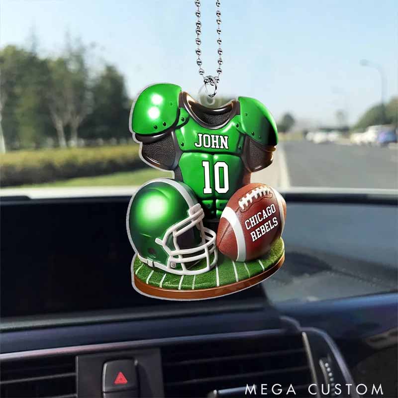 Personalized American Football Design Ornament with Custom Team Name, Player Name and Number