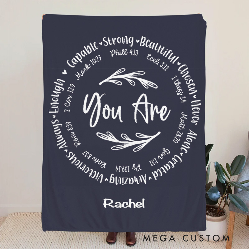 Personalized you are Bible Verse Soft Throw Blanket with Name Religious Home Decor Birthday Gift for Men