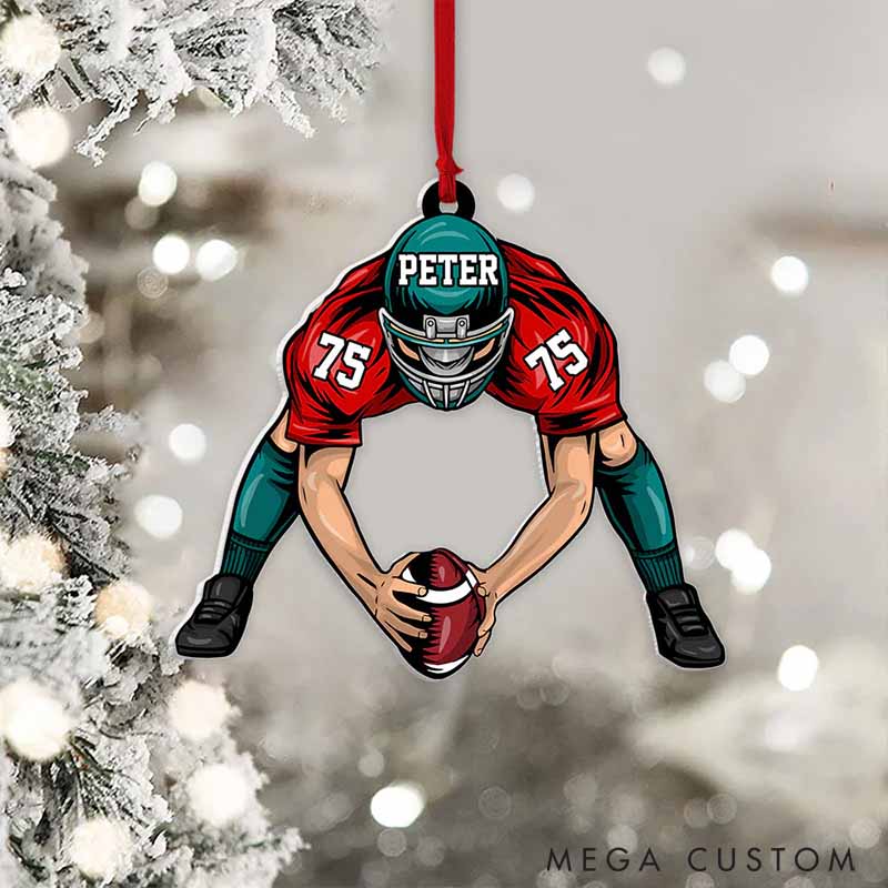 Personalized American Football Design Ornament with Custom Player Name and Number