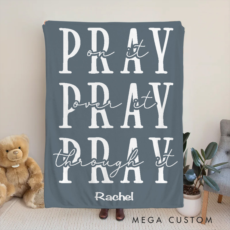 Personalized Pray it Soft Throw Blanket with Name Religious Home Decor Birthday Gift for Men