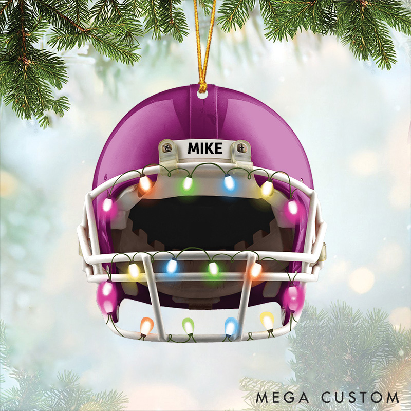 Personalized American Football Helmet Design Ornament with Custom Player Name for Christmas Gift