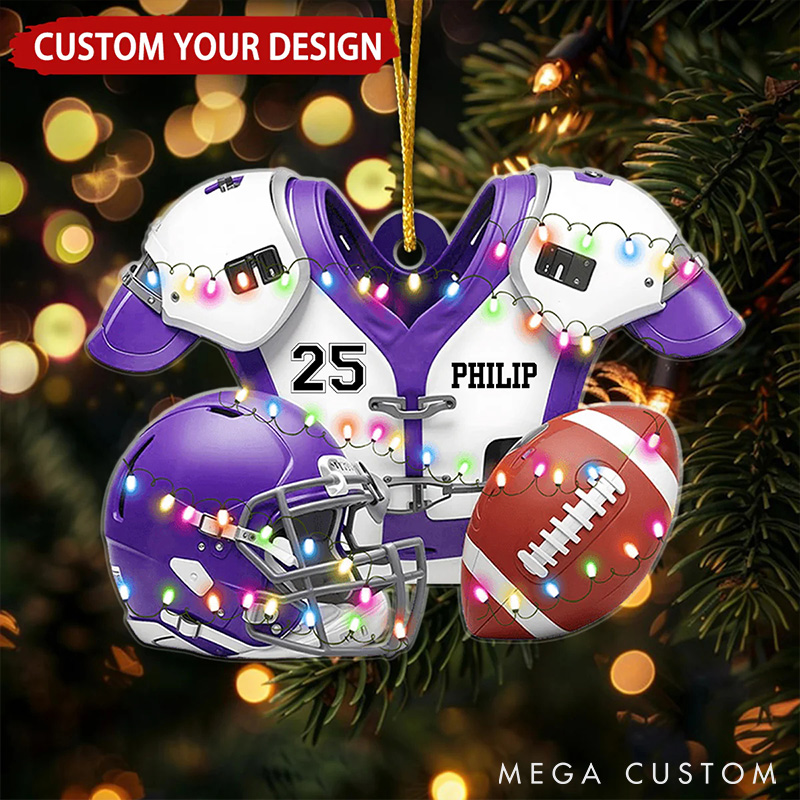 Personalized American Football Gear Design Ornament with Custom Player Name and Number