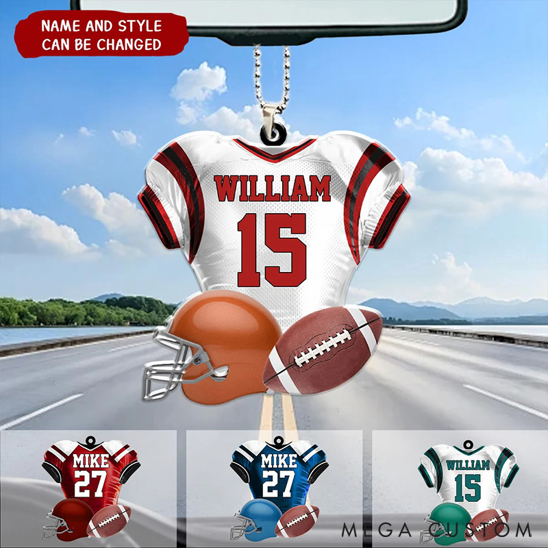 Personalized American Football Jersey Ornament with Custom Name, Number, and Style