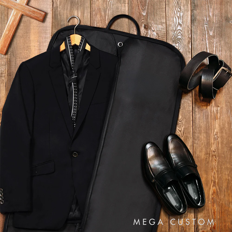 Personalized Faith Cross Design Waterproof Hanging Garment Bag with Name Birthday Baptism Gift for Christians