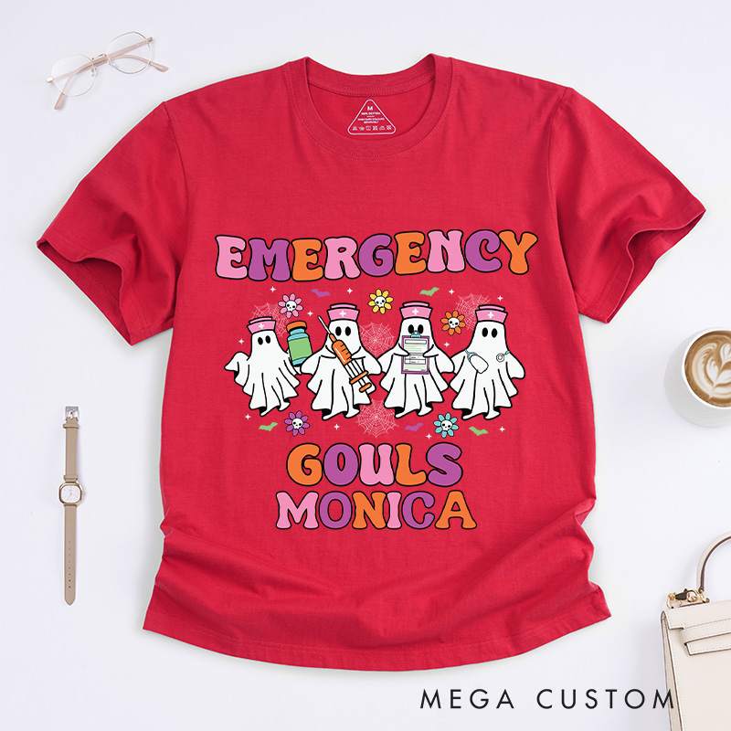 Personalized Nurse T-Shirts Emergency Ghouls Fashion Design T-Shirts Nurse Halloween Gifts