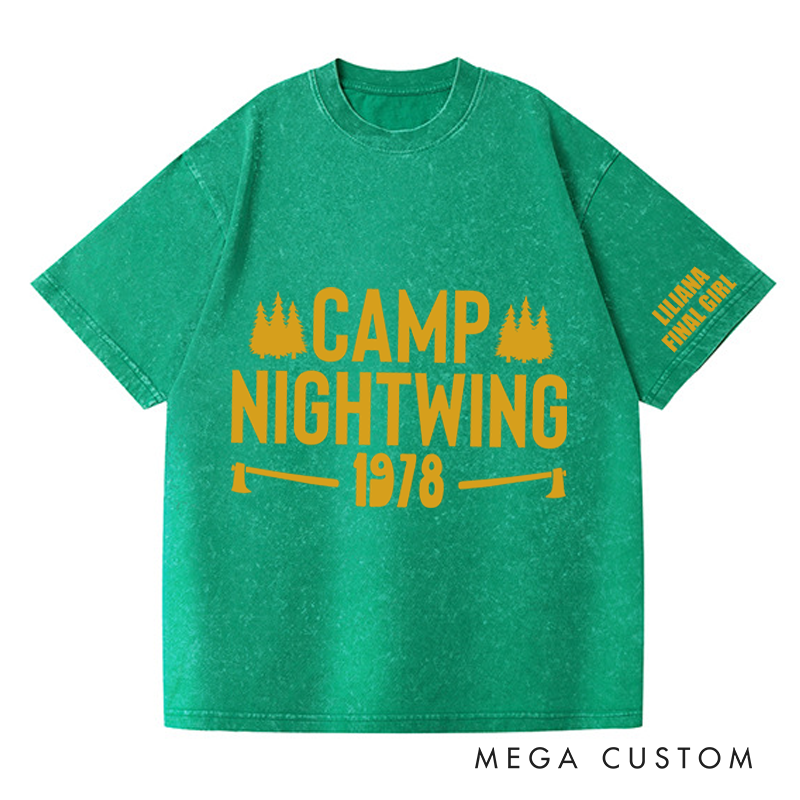 Personalized Camp Nightwing Washed T-Shirts Horror Movie Tshirt 80s Halloween Movie Shirt