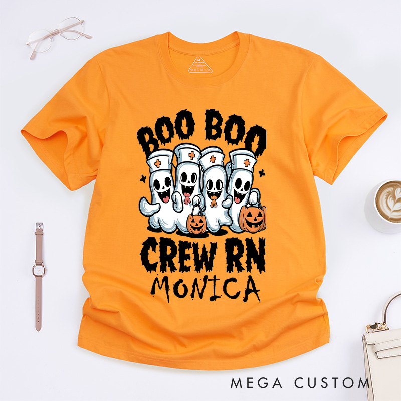Personalized Nurse T-Shirts Boo Boo Crew RN Fashion Design T-Shirts Nurse Halloween Gifts