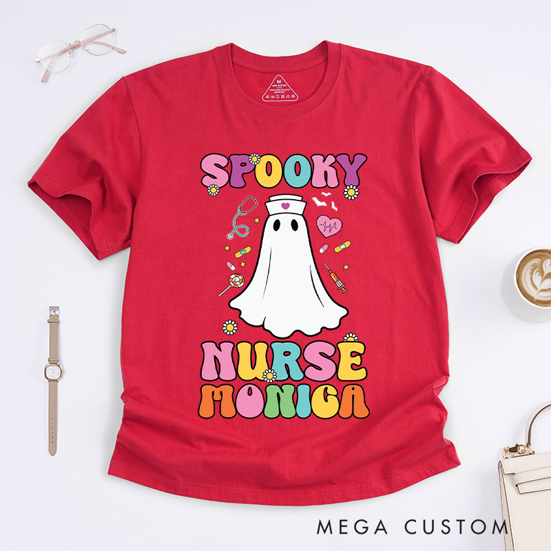 Personalized Nurse T-Shirts Spooky Nurse Fashion Design T-Shirts Nurse Halloween Gifts