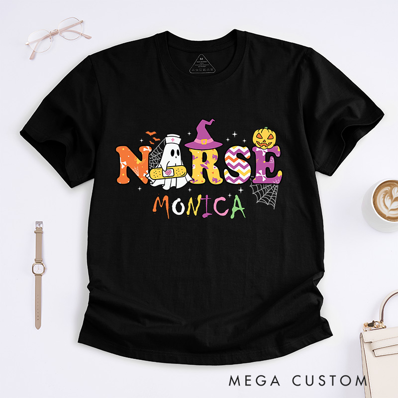Personalized Nurse T-Shirts Spooky Nurse Fashion Design T-Shirts Nurse Halloween Gifts