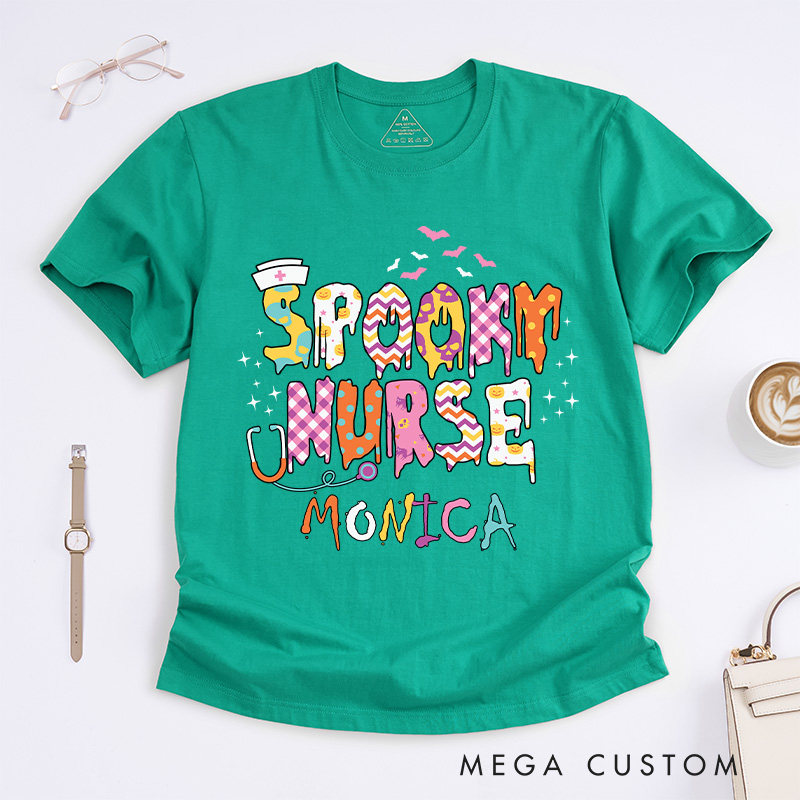 Personalized Nurse T-Shirts Spooky Nurse Fashion Design T-Shirts Nurse Halloween Gifts