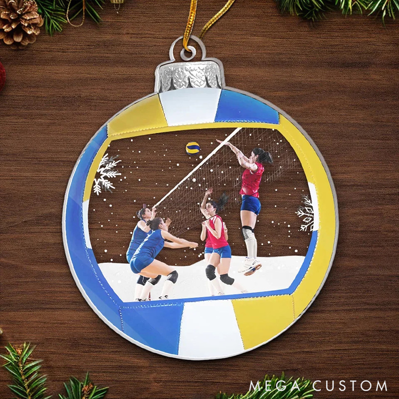Personalized Volleyball Acrylic Ornament with Custom Your Photo and Festive Design