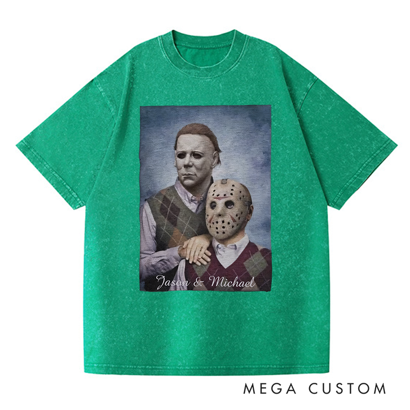 Personalized Retro the Step Brothers Movie Washed T-Shirts Horror Spooky Movies Tshirt Film Fan Shirt Halloween