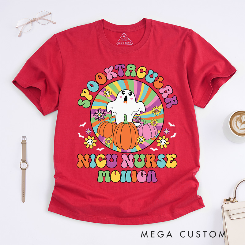Personalized Nurse T-Shirts Spooktacular NICU Nurse Fashion Design T-Shirts Nurse Halloween Gifts