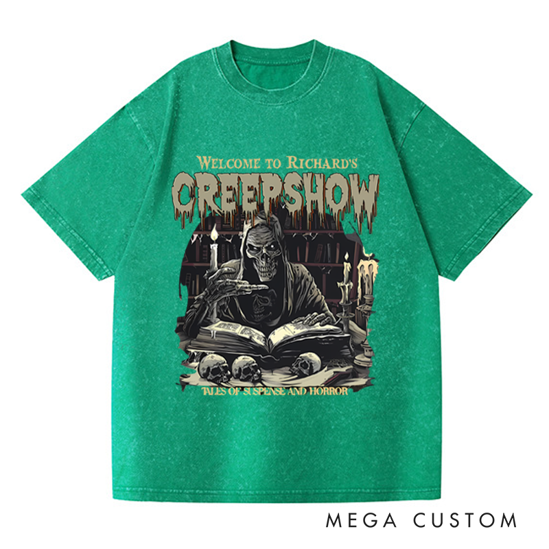Personalized Retro Your Creepy Show Horror Movie Washed T-Shirts Horror Spooky Movies Tshirt Film Fan Shirt Halloween