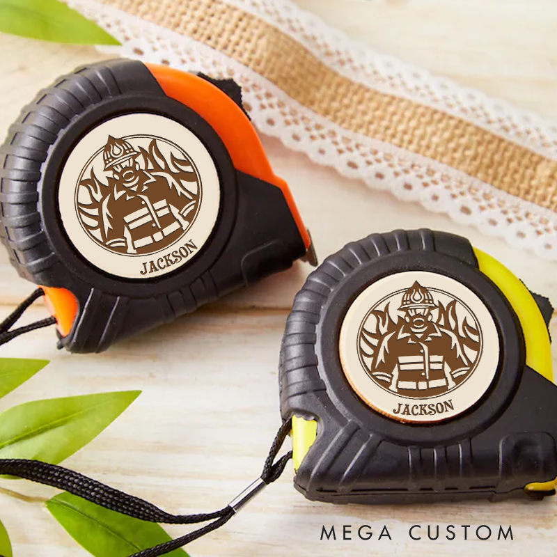 Personalized Firefighter Measure Tape with Firefighter Emblem Gift for Firefighters